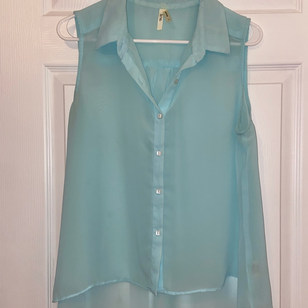 Sheer Light Blue High-Low Top